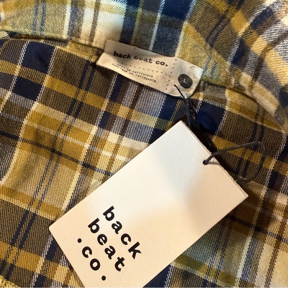 NWT Back Beat Co. ‘Plaid Boxy Cropped Shirt’ in “Gold Plaid” Size Large - Picture 6 of 16